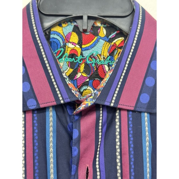 Robert Graham Other - Robert Graham Mens Large Striped Long Sleeve Button Down Shirt Cotton Flip Cuffs